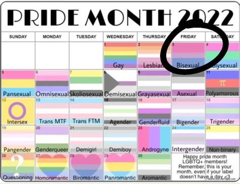 Calendario Del Mes Del Orgullo Gay D A Del Bisexual Pansexual Y