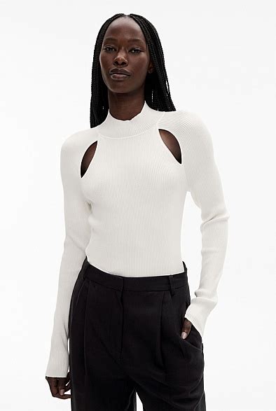 Chalk Cut Out Detail Knit Womens Workwear Tops Witchery