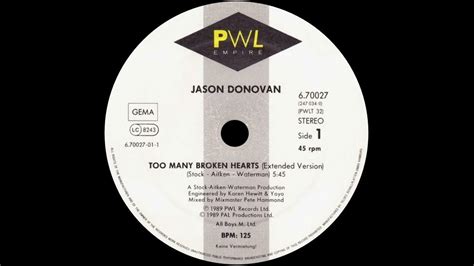 Jason Donovan Too Many Broken Hearts Extended Version 1989 Youtube