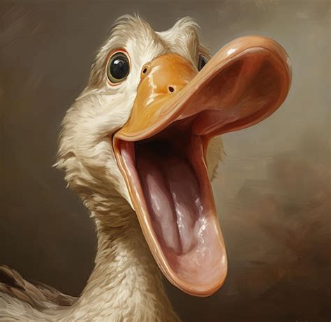 Premium Photo A Painting Of A Duck With Its Mouth Open