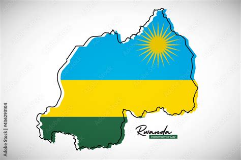 Happy Independence Day Of Rwanda Creative National Country Map With