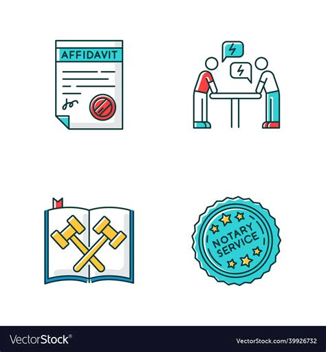 Notary Services Rgb Color Icons Set Apostille Vector Image