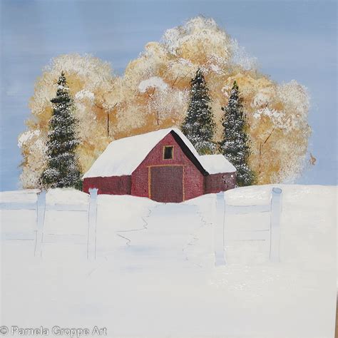 Acrylic Barn Painting - Paint a Winter Barn pt 5 - Pamela Groppe Art ...