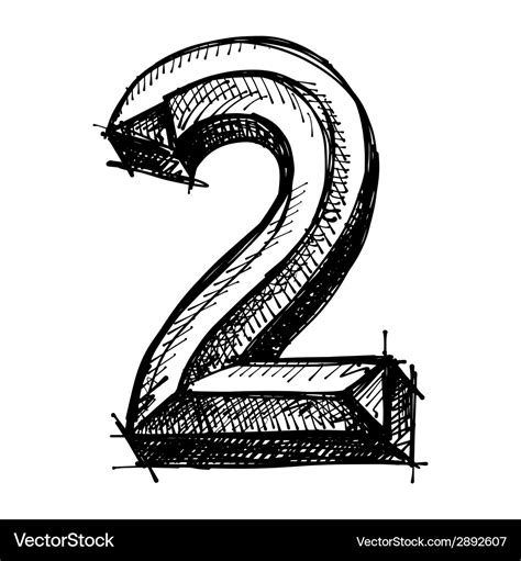 Black Sketch Drawing Of Numbers Royalty Free Vector Image