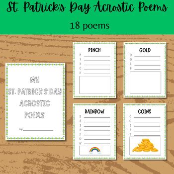 St Patrick S Day Holiday Acrostic Poems Worksheet March Poetry