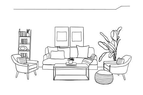 Interior living room sketch | Object Illustrations ~ Creative Market