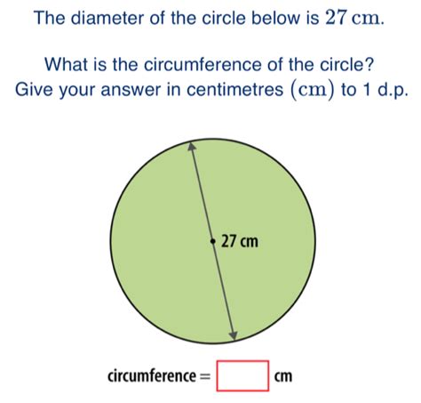 Solved The Diameter Of The Circle Below Is 27 Cm What Is The