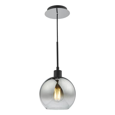 Single Ceiling Pendant Matt Black Ombre Smoked Glass Lighting Company