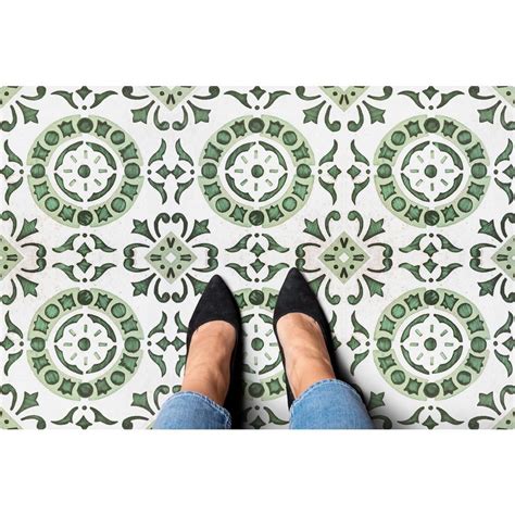 Achim Retro Green Medallion 12 In X 12 In Self Adhesive Vinyl Floor