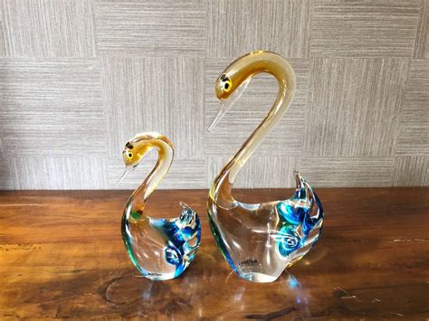 マルティグラス Multi Glass 白鳥 スワン ペア 親子 ガラス 置物 オブジェ インテリア工芸ガラス｜売買されたオークション情報