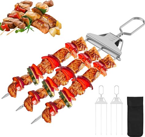 2PCS 3 Way Grill Skewers Chicken Skewers Skewers Stainless 3 Prong