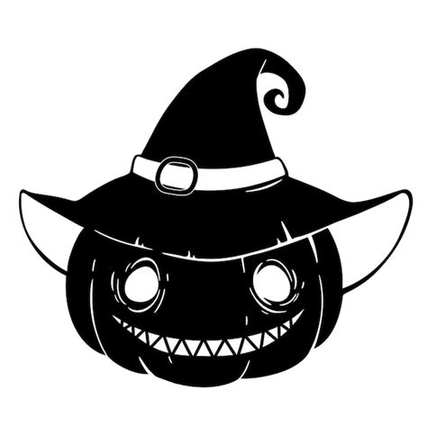 Premium Vector Halloween Pumpkin With Witch Hat On