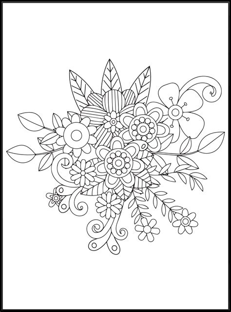 Doodles Flowers Coloring Pages 19508978 Vector Art at Vecteezy