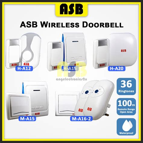 Pc Asb Wireless Door Bell Waterproof Uk Pin Plug Ringtones M