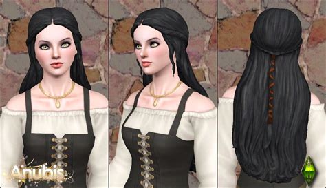 Anubis Sims Stuff The Sims Medieval Aristocrat Long Braid Hair