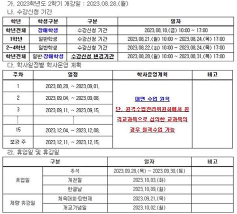 학과공지 2023학년도 2학기 수업 운영 계획 안내 상담심리치료학과