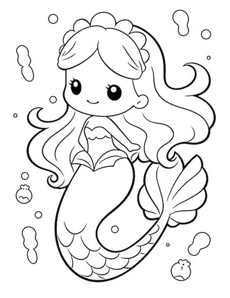 Premium AI Image | A Little Mermaid Coloring Pages For Kids To Print