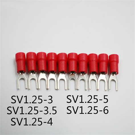 50PCS Pack SV1 25 3 SV1 25 3 5 SV1 25 4Red Furcate Fork Spade 22 16AWG