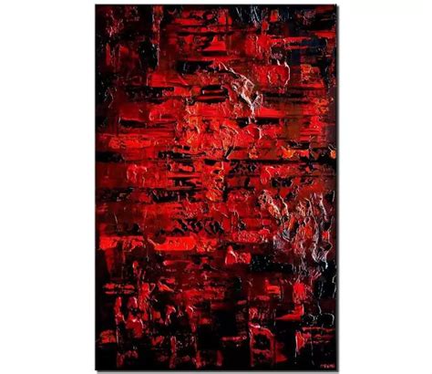 Painting for sale - red black textured abstract art #8387