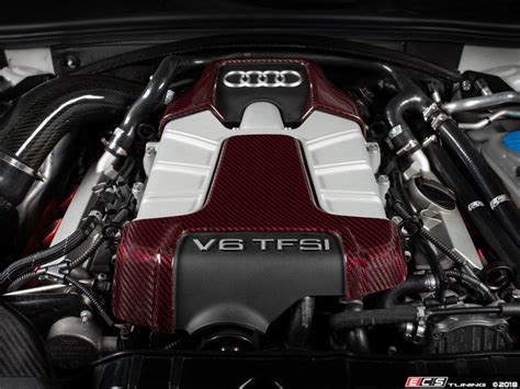 Ecs 015339ecs02akt Audi 30t Carbon Fiber Engine Cover Kit Red