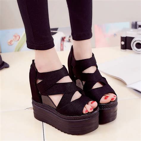 Korean Women Platform Shoes Gladiator Fish Head Woman Sandals