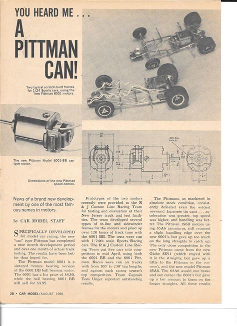 Pittman Slot Car Can Motor Model Bb Vintage Magazine Ads Photocopy