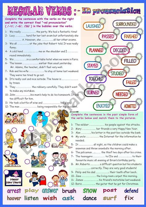 Regular Verbs Ed Pronunciation Esl Worksheet By Asungilsanz