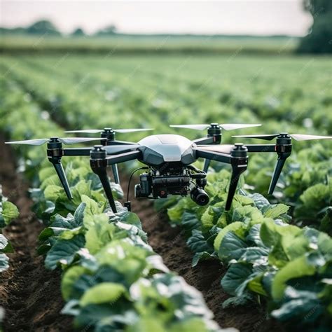 Premium AI Image | Drone monitoring crops and smart agriculture in a