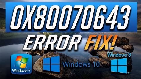 Fix Windows Update Error 0x80070643 In Windows 10 8 7 [2024 Tutorial] Youtube