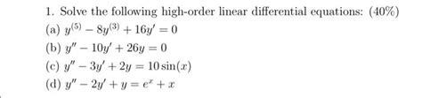 Solved 1 Solve The Following High Order Linear Differential