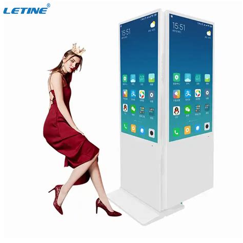 High Brightness Lcd Display Dual Screen Inch Vertical Floor Standing