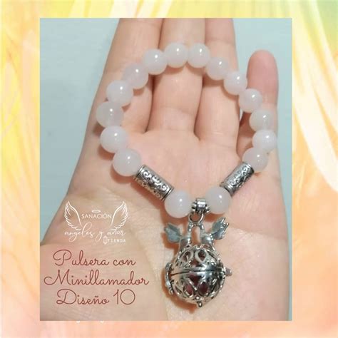 Pulsera en piedra natural con llamador de ángeles Sanación Angeles y Amor