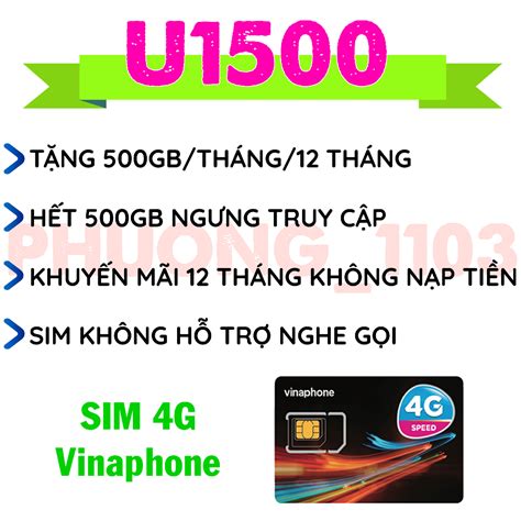 Miễn phí 1 năm SIM 4G Vinaphone U1500 tặng 500gb tháng 12 tháng