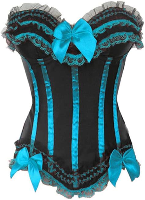 E Girl Eleant Bowknot D Cor Bustier Damen Corsage Korsett Blau Amazon