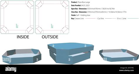 Octagon Pizza Box Large From Two Parts Packaging Template Self Lock Die