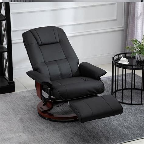 Homcom Black Pu Leather Adjustable Swivel Recliner Chair 833 621v01 The