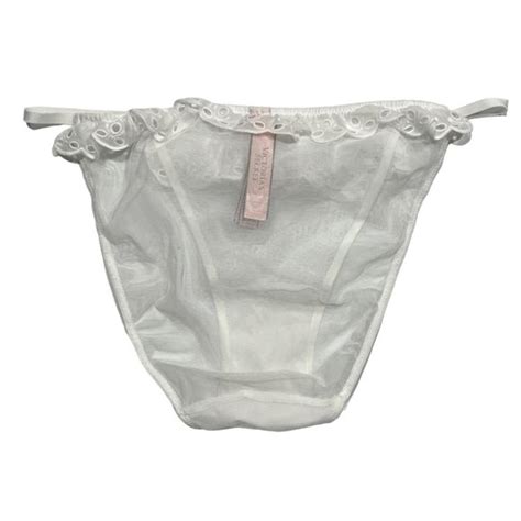 Victoria S Secret Intimates Sleepwear Nwt Victorias Secret Bikini Pantie Sz L White Mesh