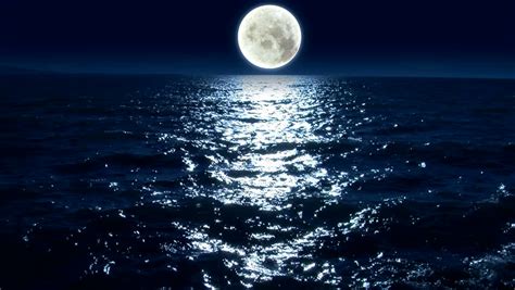 Night Moon And Moonbeam In Sea Stock Footage Video Shutterstock