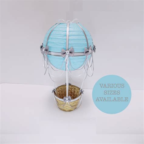 Hot Air Balloon Centerpiece Light Blue White And Grey Up Up And Away Baby Shower Baby Shower
