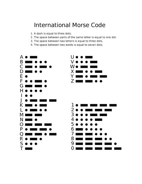 International Morse Code Chart Download Printable PDF | Templateroller