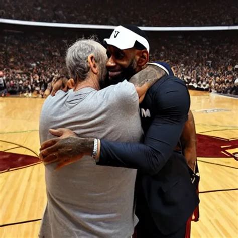 Photograph Of Lebron James Hugging Jeffrey Epstein Stable Diffusion