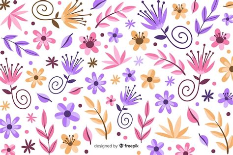 Fondo Colorido De Flores Dibujado A Mano Vector Gratis