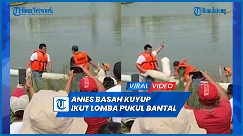 Momen Seru Anies Baswedan Ikut Lomba Pukul Bantal Basah Kuyup Tercebur