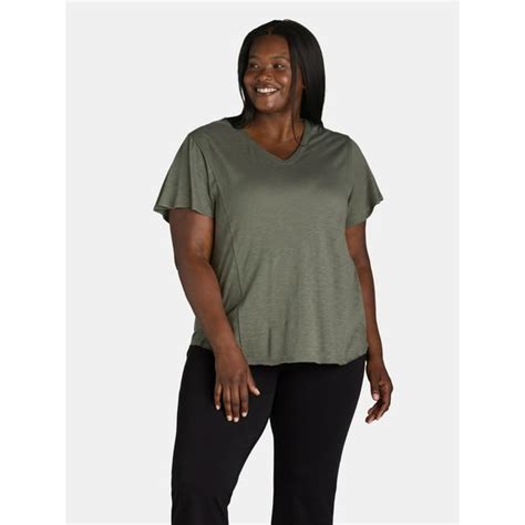 Terra And Sky Womens Plus Size Flutter Sleeve Top Sizes 0x 4x