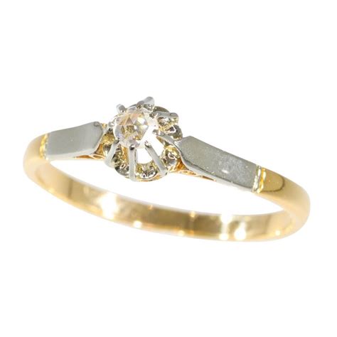 No Reserve Price Kt Yellow Gold Ring Diamond Solitair Vintage