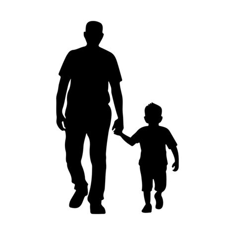 Premium Vector Flat Design Father And Son Silhouette