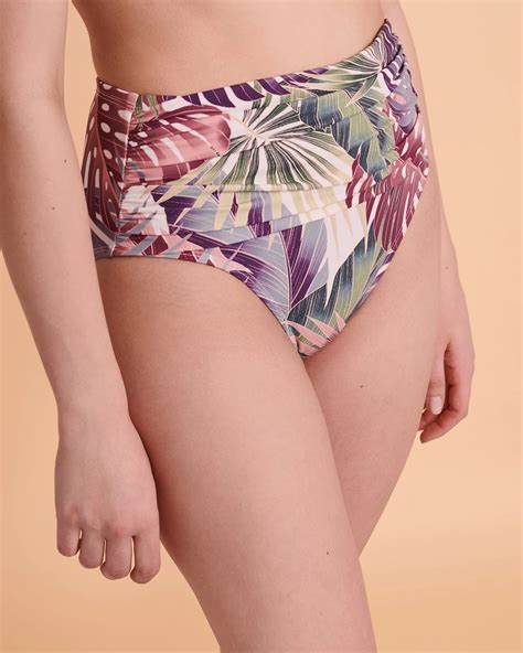 Bleu Rod Beattie Its A Breeze Shirred High Waist Bikini Bottom Leaf