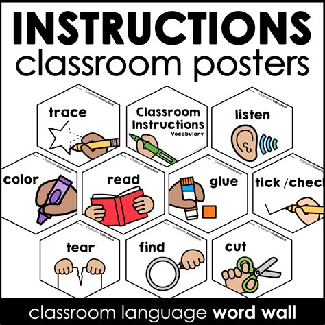 Classroom Instructions Posters Esl Vocabulary Word Wall For Bulletin