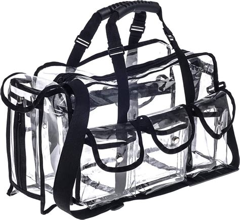 Clear Travel Makeup Bag With 6 External Pocketscosmetic Organizer Case With Shoulder Strap