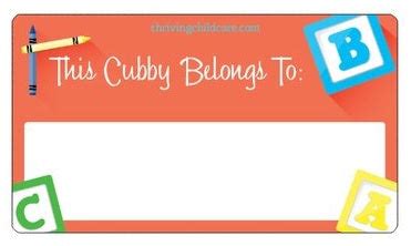 Childcare Cubby Labels – ThrivingchildcareShop.com